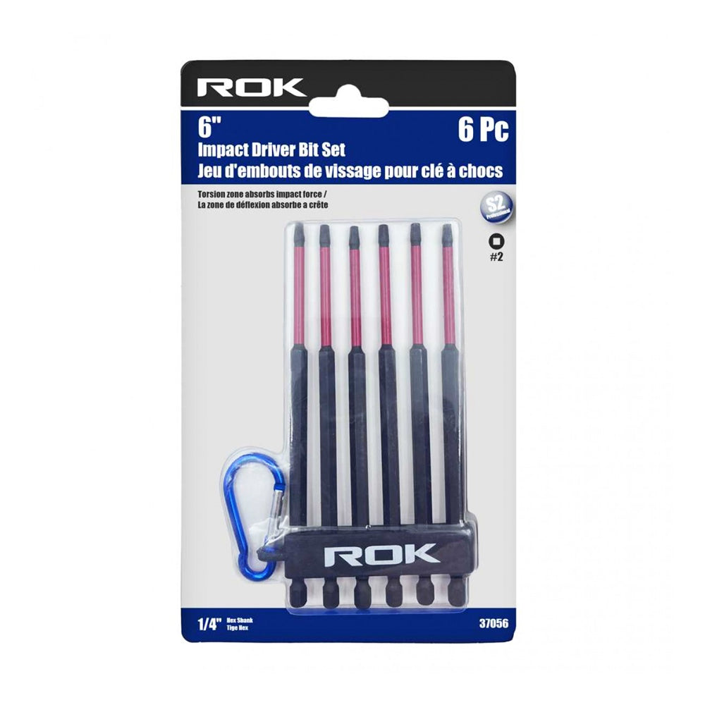ROK 6inc Impact Driver Bit Set #2 Square - 6 Pieces