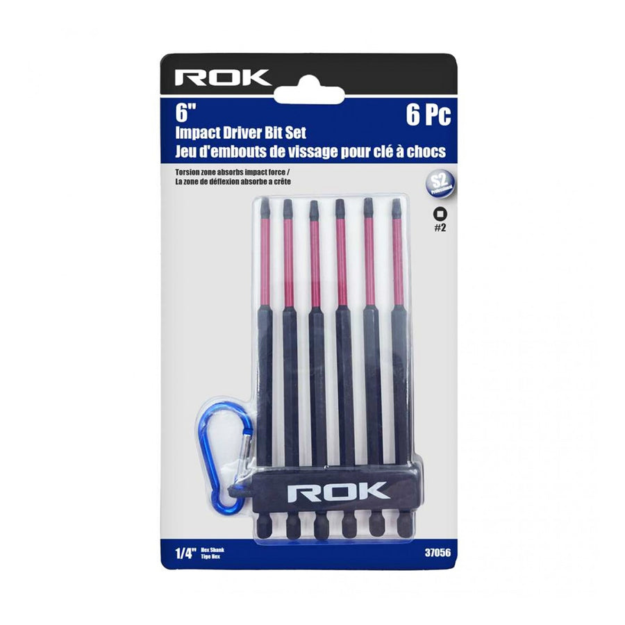 ROK 6inc Impact Driver Bit Set #2 Square - 6 Pieces