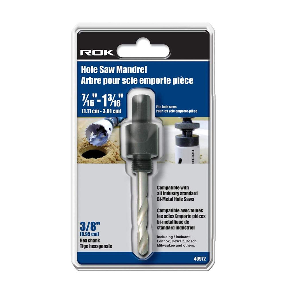 ROK Hole Saw Mandrel 3/8" Hex