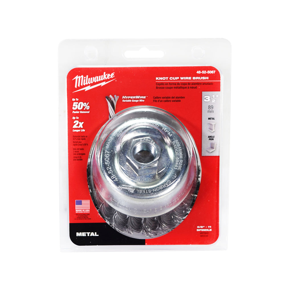 Milwaukee Knot Cup Wire Brush - 3in and 3-1/2in