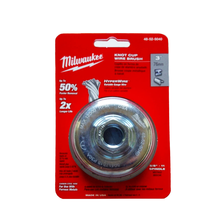 Milwaukee Knot Cup Wire Brush - 3in and 3-1/2in
