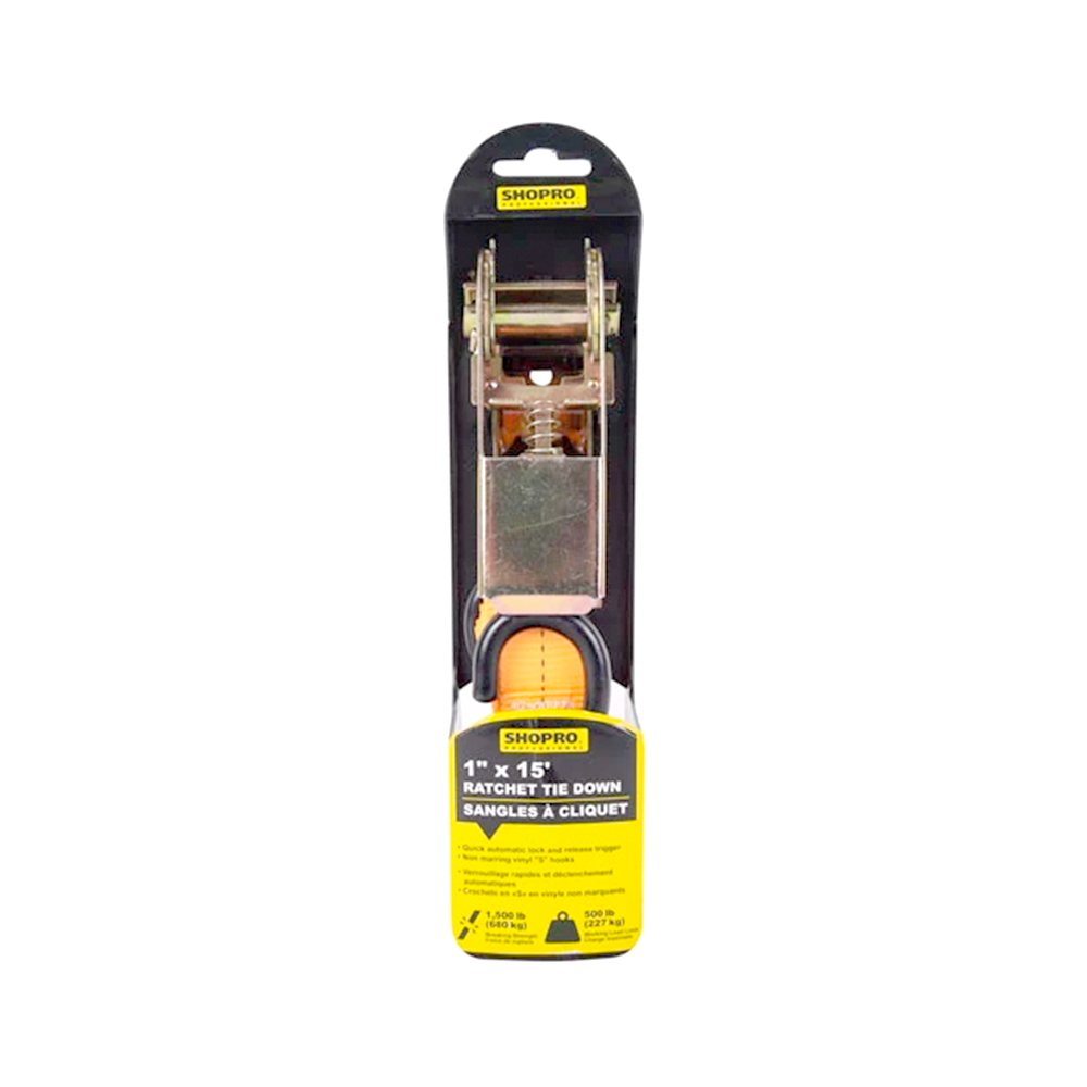 Shopro Ratchet Tie Down 1" x 15' - Orange