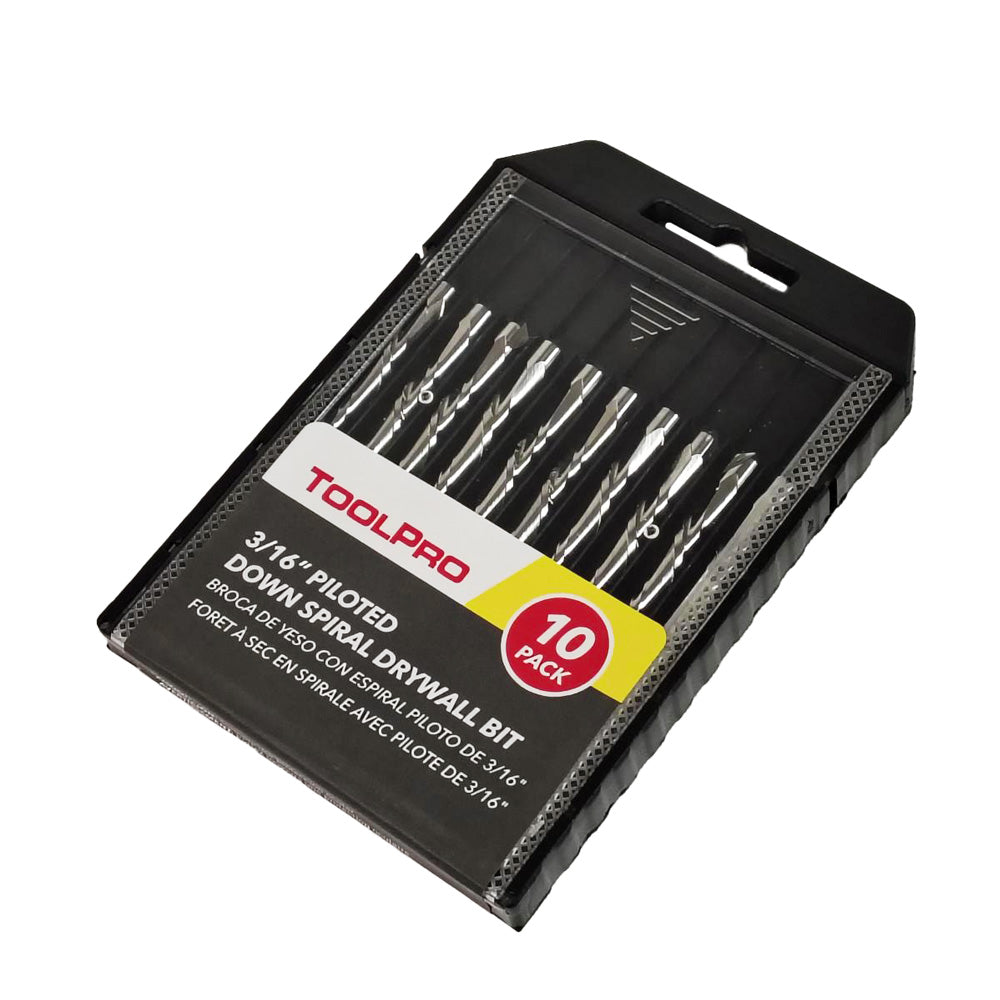 ToolPro 3/16 in. Piloted Down Spiral Cutout Bit - 10 Pack