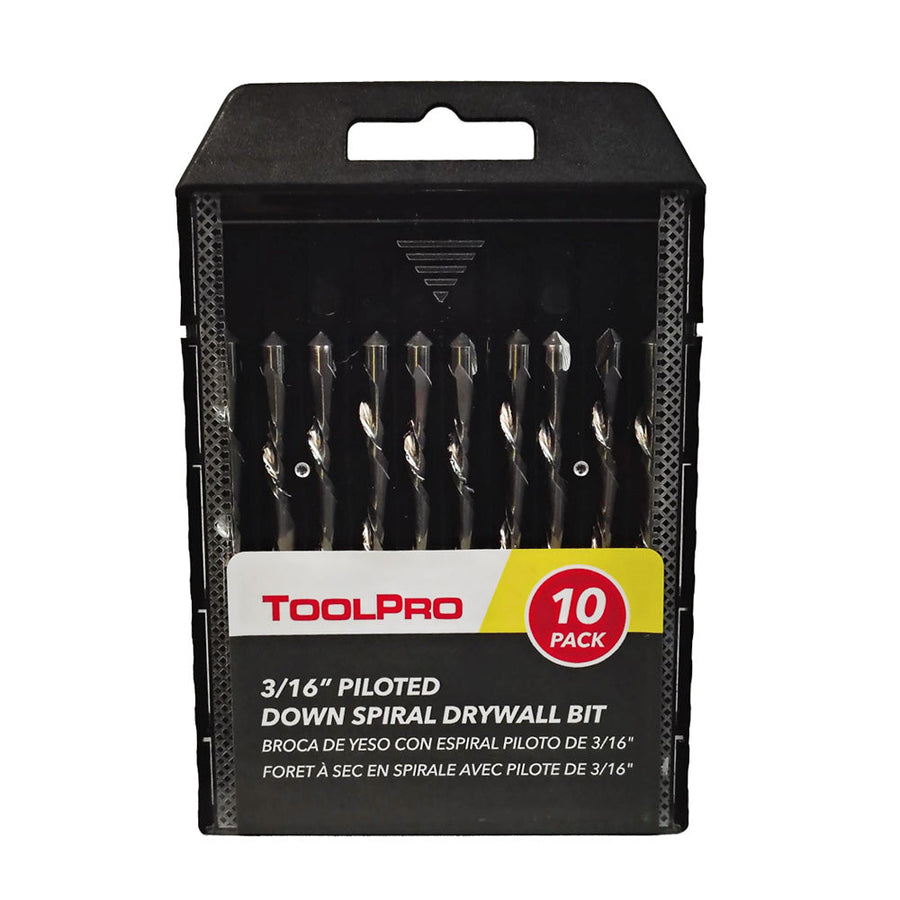 ToolPro 3/16 in. Piloted Down Spiral Cutout Bit - 10 Pack