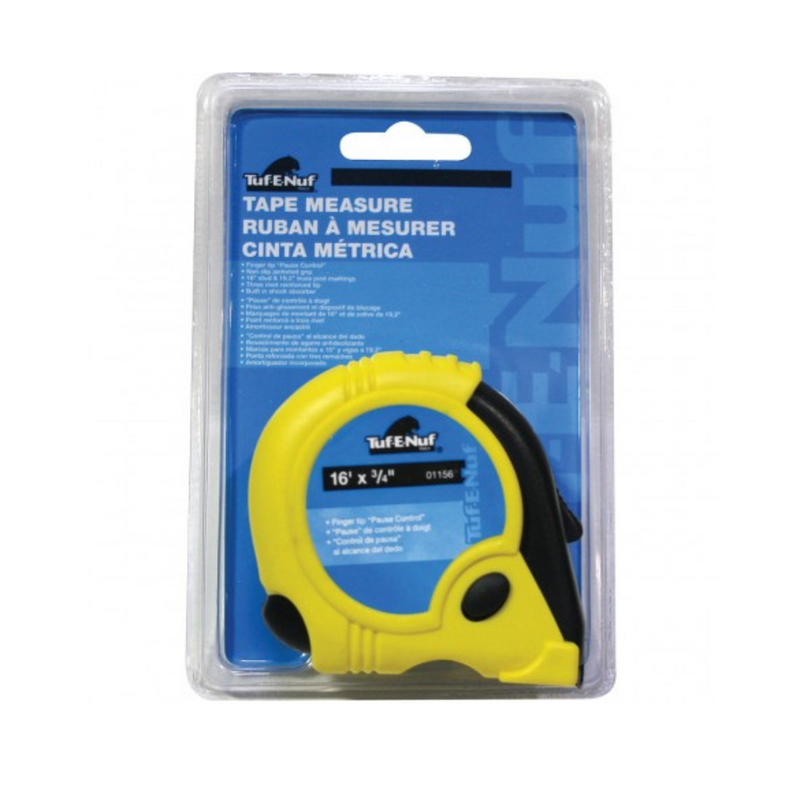 Tuf E Nuf 16' x 3/4" Rubber Jacket Tape Measure - 1/pack