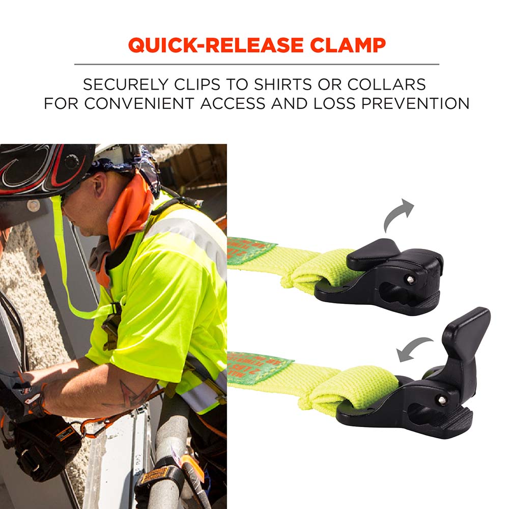 Squids 3155 Elastic Hard Hat Lanyard with Clamp